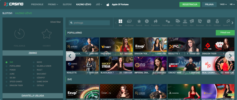 22Casino web stranica